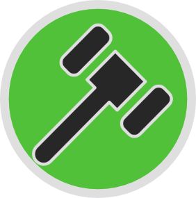 An icon of a building with shield